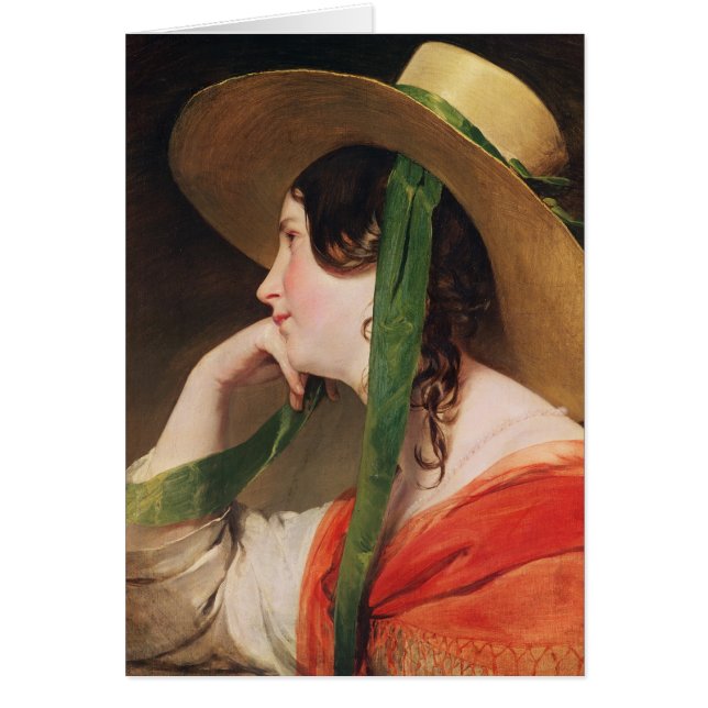 Chica en un gorra de paja amarillo, (Frente)