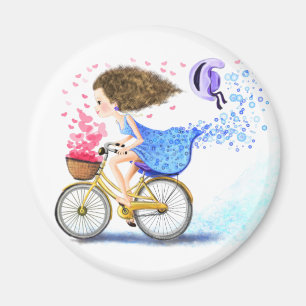 Chica En Un Imán De Bicicleta Regalo Romántico De 