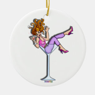 Chica en un ornamento de cristal de Martini - rojo