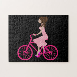 CHICA EN UN rompecabezas DE BICICLETA ROSA