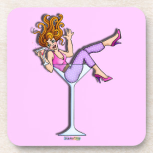 Chica En Un Vaso De Martini 1 - Rojo - Posavasos