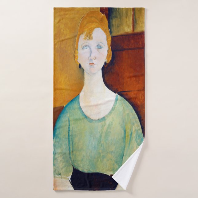 Chica en una blusa verde, Modigliani (Toalla de baño)