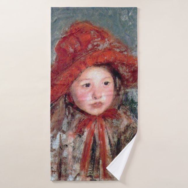 Chica en una gran Gorra roja, Mary Cassatt (Toalla de baño)