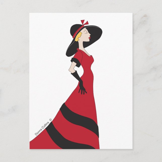 Chica en una postal de vestir rojo (Anverso)