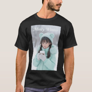 Chica estética de anime de invierno camiseta verde
