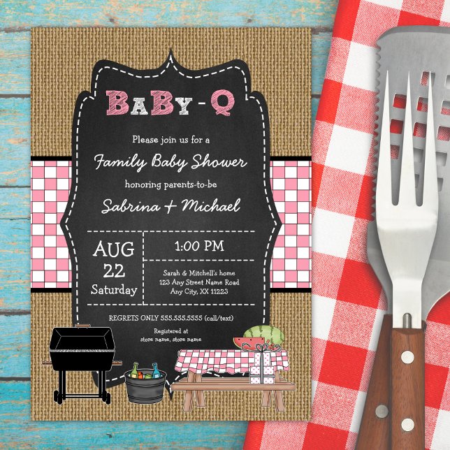 Chica Familia Rústica Bebé Q Invitación a la ducha (Subido por el creador)