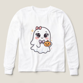 Chica fantasma de Kawaii Halloween con calabaza