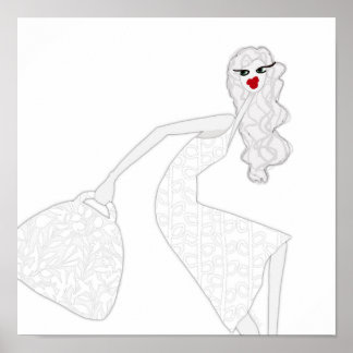 Chica Feliz Bailando Póster para Colorear Glamour