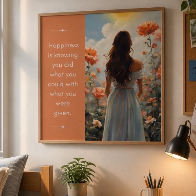 Chica Feliz con Flores Póster Inspirador (Subido por el creador)