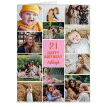 Chica Feliz Cumpleaños 12 Foto Collage Tarjeta Gra