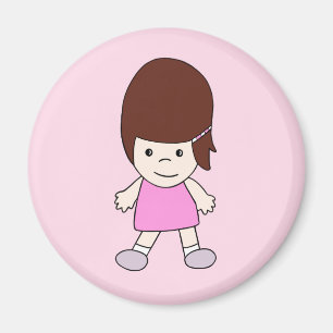 Chica feliz lindo del dibujo animado en imán