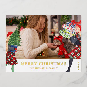 Chica Festiva Ilustración de Navidad Foto