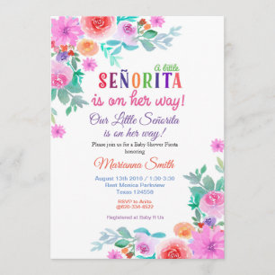 Chica Fiesta Bebé Invitación a la ducha fiesta flo