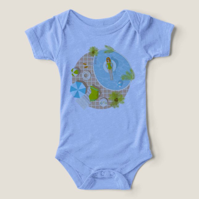 Chica fiesta de la piscina en la playa de verano d (Diseño delantero )