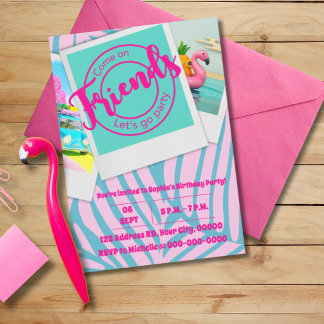 Chica Fiesta de piscina, invitación a fiesta de cu