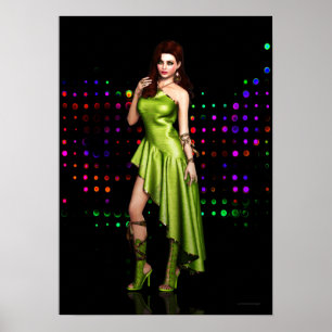 Chica fiesta en arte digital de vestimenta verde