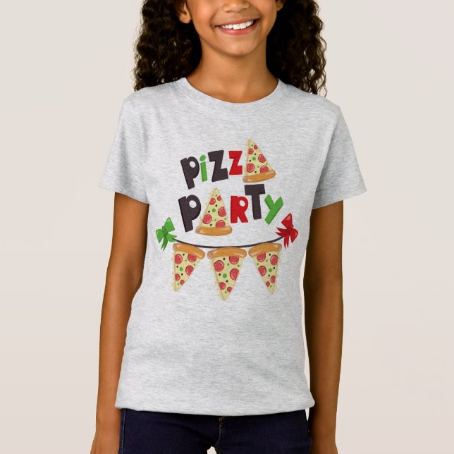 Chica Fiesta Pizza camiseta de finas Jersey (Anverso)