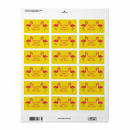 Chica flamingo rosa etiqueta del libro escolar