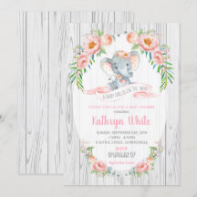 Chica floral de la invitación de Baby Shower del