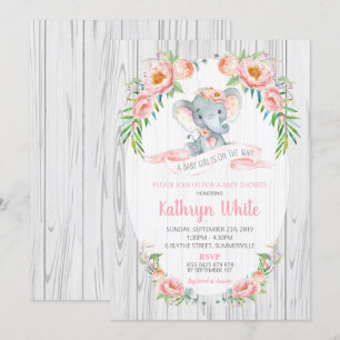 Chica floral de la invitación de Baby Shower del