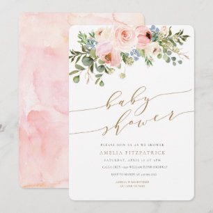 Chica floral de la invitación de Baby Shower del