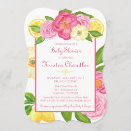 Chica Floral Garden Lemon Baby Shower Invitación