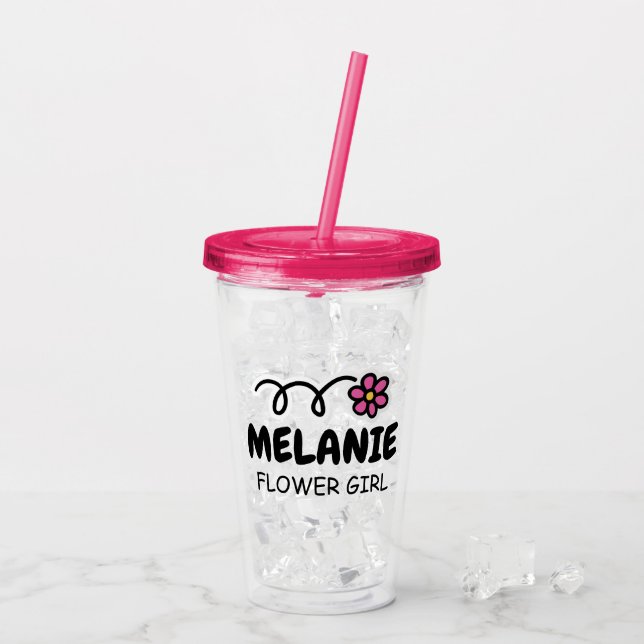 Chica floral personalizado nombre taza de tumbler  (Reverso (hielo))