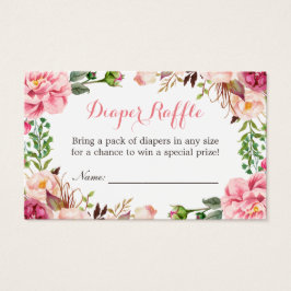 Chica floral rosa Baby Shower Diaper Raffle Ticket