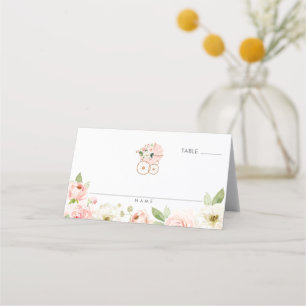 Chica Floral Rosa Baby Shower Tarjeta de lugar ple