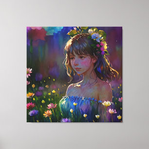 *~ Chica Flores salvajes AP56 Pintura de arte mági