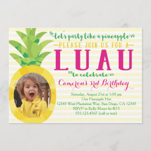 Chica fotográfico Luau Pineapple Invitación al cum