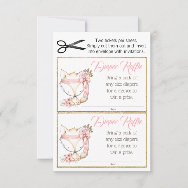 Chica Fox Diaper Raffle Tickets (Anverso)