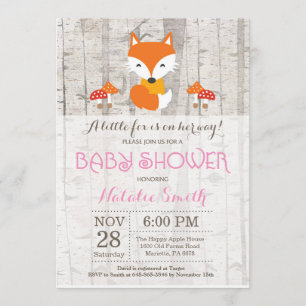Chica Fox Invitación a Baby Shower Rústico Woodlan