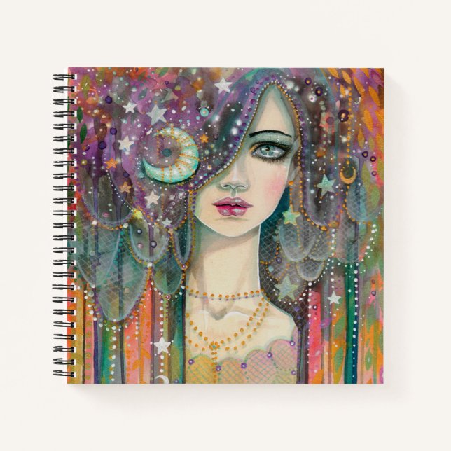Chica Galaxia Boho Gitana Libreta de Dibujo de Art (Anverso)