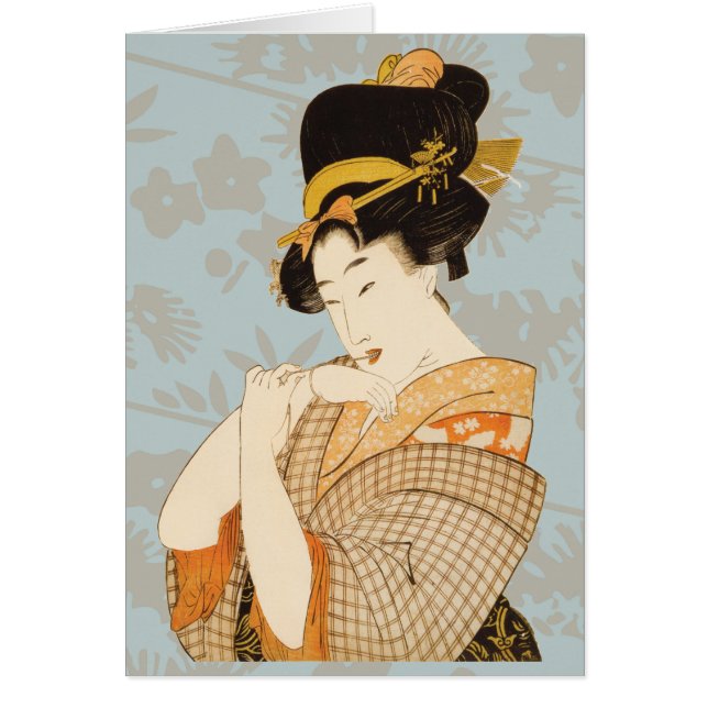 Chica Geisha Japonesa Vintage que se Divierte con  (Frente)