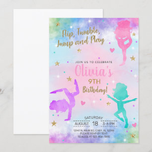 Chica gimnasia acuarela color oro invitación de cu