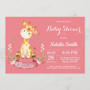 Chica Giraffe Baby Shower Invitación