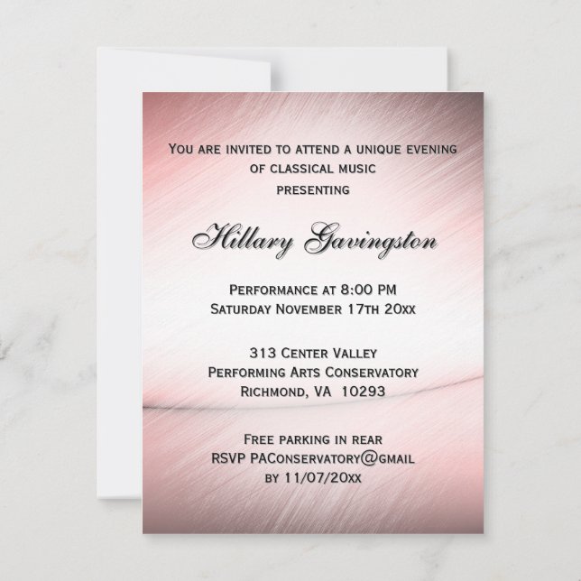 Chica gitano juega invitación única al violín (Reverso)