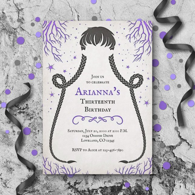 Chica gótico Braids Invitación de cumpleaños (Subido por el creador)