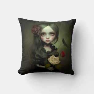 CHICA GÓTICO CUTE COJÍN DECORATIVO NEGRO