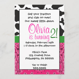 Chica granjero inspiró invitación de cumpleaños