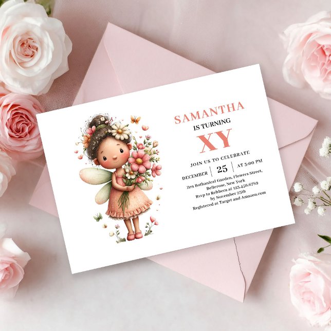 Chica Hada Caprichosa Cumpleaños 8 Invitaciones de (Whimsy Fairy Girl 8th Birthday Blush Magic invitation)