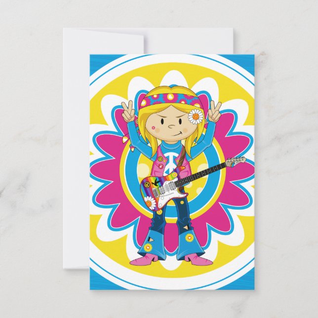 Chica hippie con guitarra (Anverso)