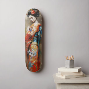Chica japonés Geisha kawaii de anime Skateboard