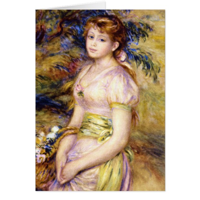 Chica joven con una cesta de flores por Renoir (Frente)