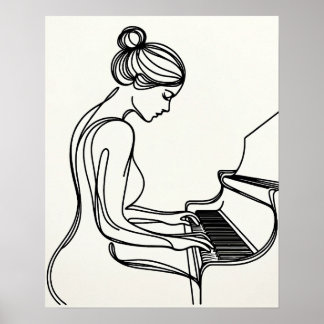 Chica jugando al piano - arte en línea