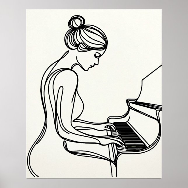 Chica jugando al piano - arte en línea (Frente)