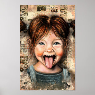 Chica Juguetona Póster Divertido