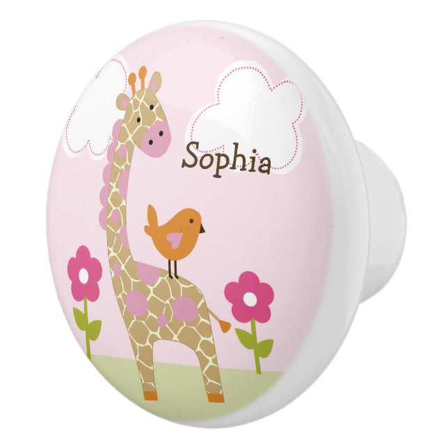 Chica Jungle Giraffe Drawke Tire del pomo de cerám (Derecha)