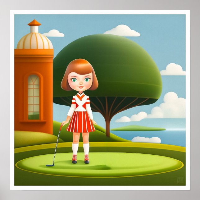 Chica júnior Golfer - Impresión artística (Frente)